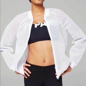 Ivy Park White Hexagon Mesh Bomber Jacket Size XS
